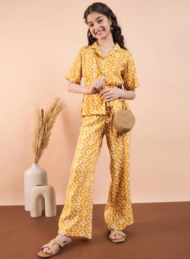 Stylo Bug Stylo Bug All Over Print Tie Belt Top and Pants Set