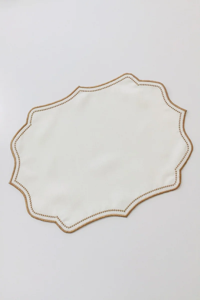 Nisahometeks 6 Pieces Embroidered Linen Placemat - Linen Plate