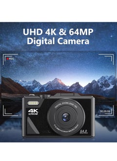 Generic 4K Digital Camera, 64MP UHD Autofocus Vlogging Camera, Compact Travel Camera With 18x Zoom, Outdoor Sports Camera For Photography And Videography, (1pc, Black)  - Image 2