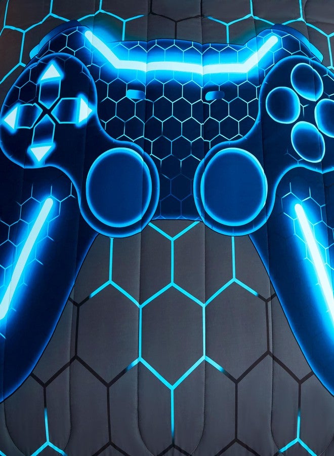 akkialla Gaming Queen Size Bedding Set for Kids Boys Girls and Teens,Game Controller Comforter Set(3 Pieces) Down Alternative Comforter for All Seasons,Gamer Home Decor(Blue,Queen) - Image 3