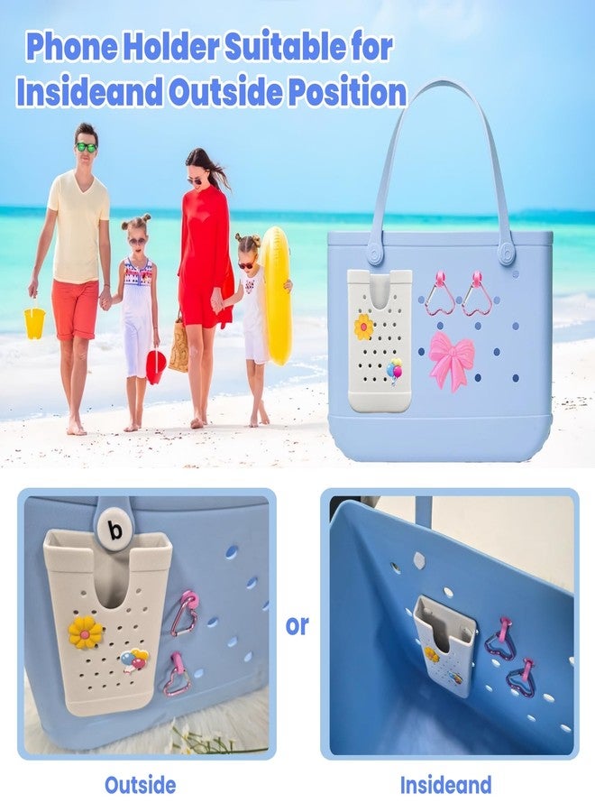 Limotex 4PCS Accessories Compatible with Bogg Bag, Including 1PC Call Phone Holder, 2PCS Heart Keychain Hooks and 1PC Bow Charm for Women Girls, Charms Holder Accessory for Beach Tote Bags(White) - Image 4