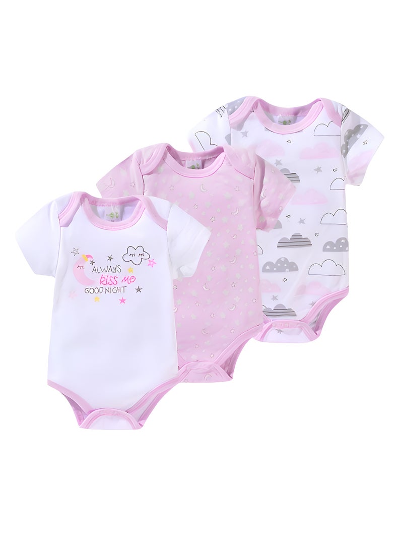 بمبىمىشى بودي سوت بأكمام قصيرة مطبوع للبنات من بامبي ميتشي بثلاث قطع - Image 1