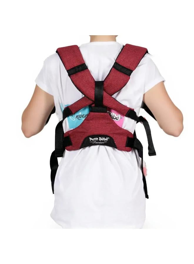 Petit Bebe Baby Carrier Premium Max – Linen Dark & Red - Image 3