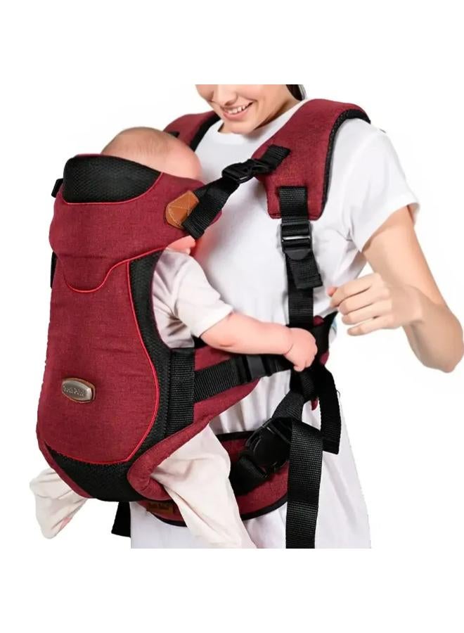 Petit Bebe Baby Carrier Premium Max – Linen Dark & Red - Image 1