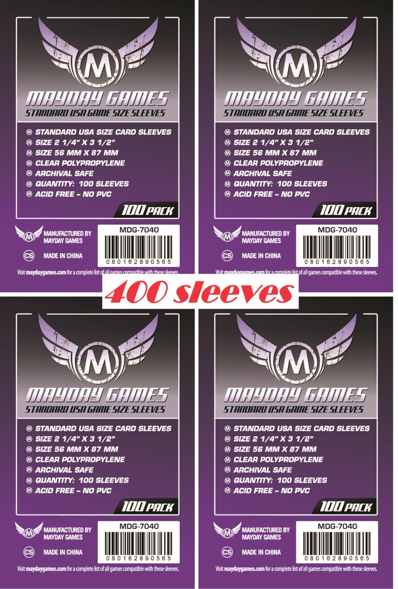 Mayday Games 7040 Clear Sleeves 56x87mm Standard USA Game Size 4x100 Pack 400 sleeves - Image 2