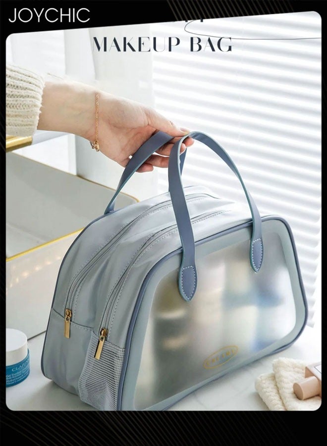 Joychic Sweet Style Women Dry and Wet Separation Cosmetic Bag PVC Toiletry Bag PU Waterproof Handbag Large Capacity Travel Swimming Bathroom Portable Storage Bag - Image 4