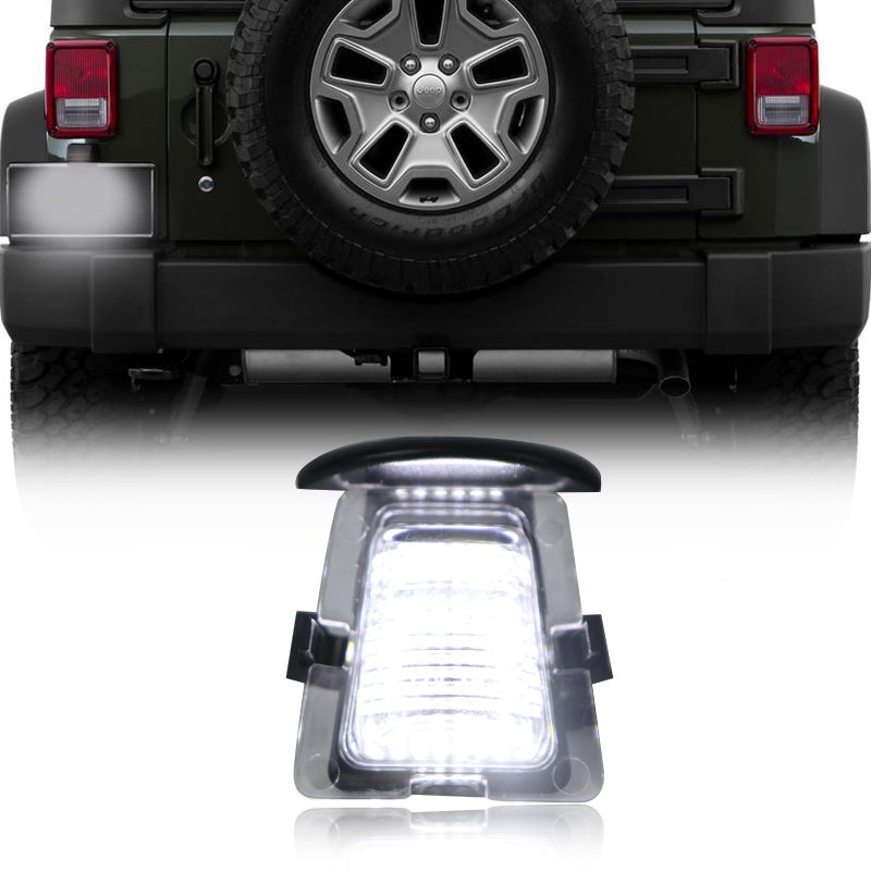 KEEGTBOX Full LED License Plate Light Tag Lamp Assembly Compatible with Jeep Wrangler JK 20072017 White light 2Piece Replacement - Image 2