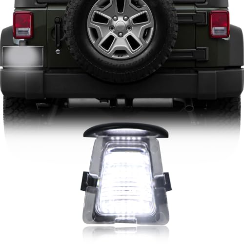 KEEGTBOX Full LED License Plate Light Tag Lamp Assembly Compatible with Jeep Wrangler JK 20072017 White light 2Piece Replacement - Image 1