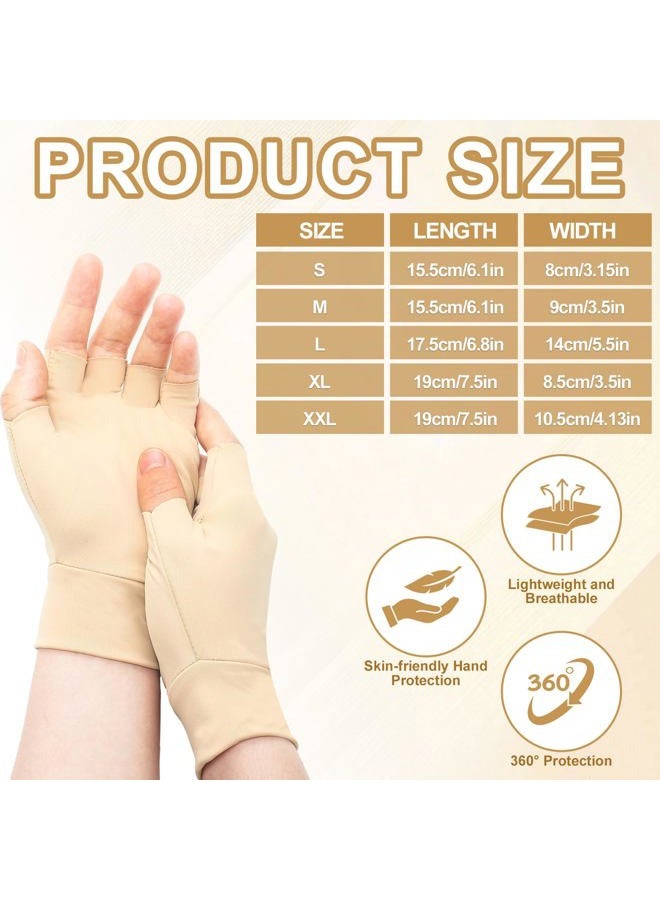 Yearntown 3 Pairs Elderly Skin Thin Protector Gloves Tone Fingerless Gloves Bruise Abrasion Protective to Cover Bruising(L,Skin Tone) - Image 2