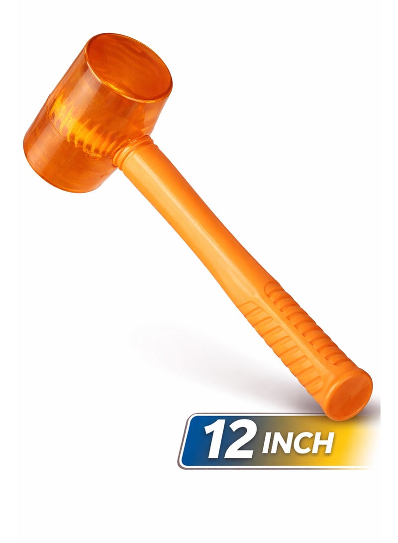 مطرقة مطاطية 30 cm بمقبض مريح – مطرقة ماليت احترافية لأعمال البلاط والخشب والتركيب ومشاريع DIY (برتقالي) - Image 1