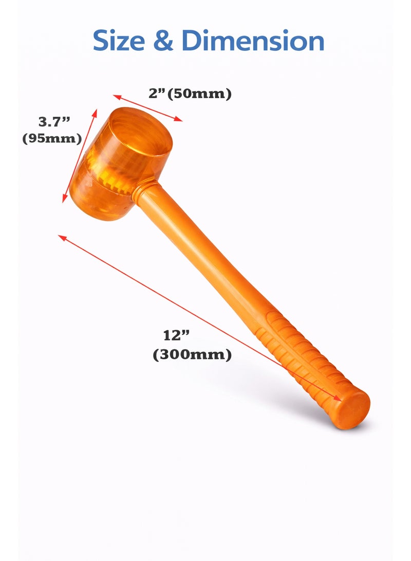 مطرقة مطاطية 30 cm بمقبض مريح – مطرقة ماليت احترافية لأعمال البلاط والخشب والتركيب ومشاريع DIY (برتقالي) - Image 3