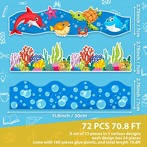 Sabary 71 ft Summer Ocean Bulletin Board Borders Under The Sea Classroom Decorations Sea Animals Border Trim for Summer Home Office School Classroom Chalkboard Wall Ocean Party Decorations - Image 2