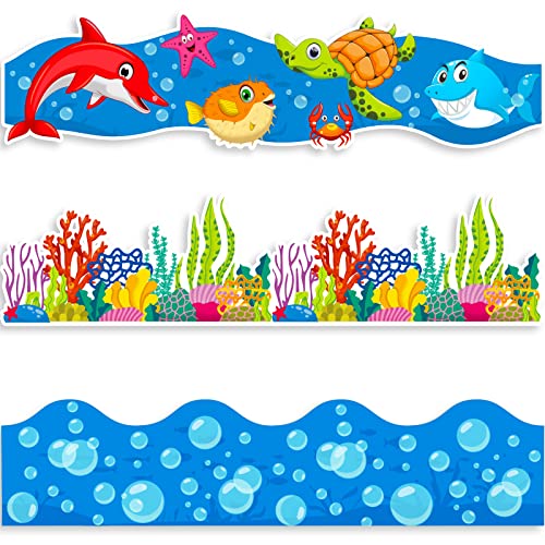 Sabary 71 ft Summer Ocean Bulletin Board Borders Under The Sea Classroom Decorations Sea Animals Border Trim for Summer Home Office School Classroom Chalkboard Wall Ocean Party Decorations - Image 1