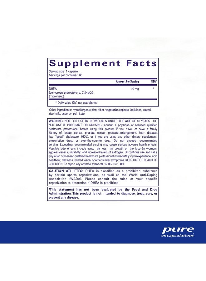 Pure Encapsulations DHEA 10 mg - Adrenal Supplement for Immune Support, Metabolism & Hormone Balance - with Micronized DHEA - 60 Capsules - Image 2