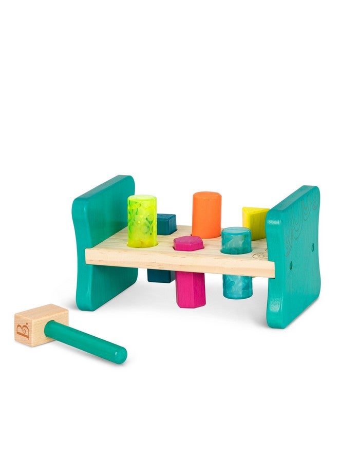 B. toys - Wooden Shape Sorter - Pounding Bench For Shape Sorting - 6 Pegs & Toy Hammer - Classic Toys For Toddlers, Kids - 2 Years + - Colorful Pound & Play - Image 1