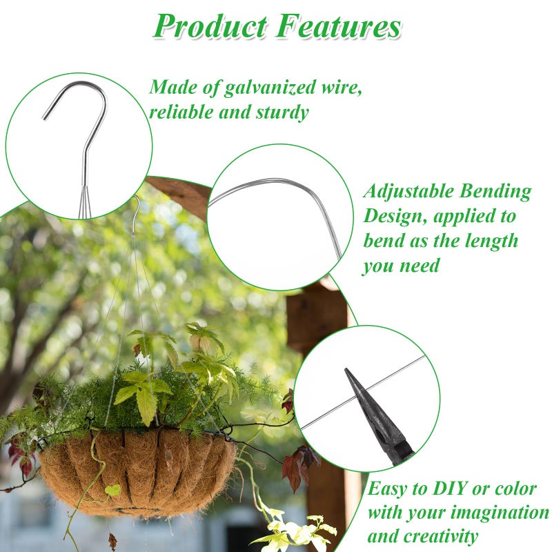 GBACHOOSE 24 Pack 24" 4 Wire Steel Hook Hanger, Pot Hangers for Plants, Wire Plant Hangers for Hanging Baskets, Plant Hanger for Indoor Outdoor Patio Garden - Image 3
