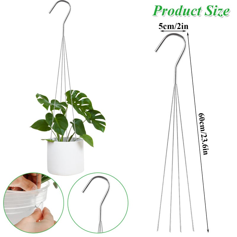 GBACHOOSE 24 Pack 24" 4 Wire Steel Hook Hanger, Pot Hangers for Plants, Wire Plant Hangers for Hanging Baskets, Plant Hanger for Indoor Outdoor Patio Garden - Image 2