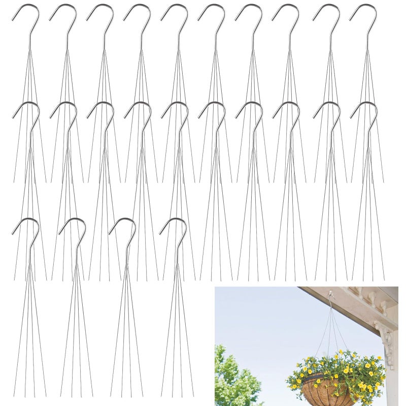 GBACHOOSE 24 Pack 24" 4 Wire Steel Hook Hanger, Pot Hangers for Plants, Wire Plant Hangers for Hanging Baskets, Plant Hanger for Indoor Outdoor Patio Garden - Image 1