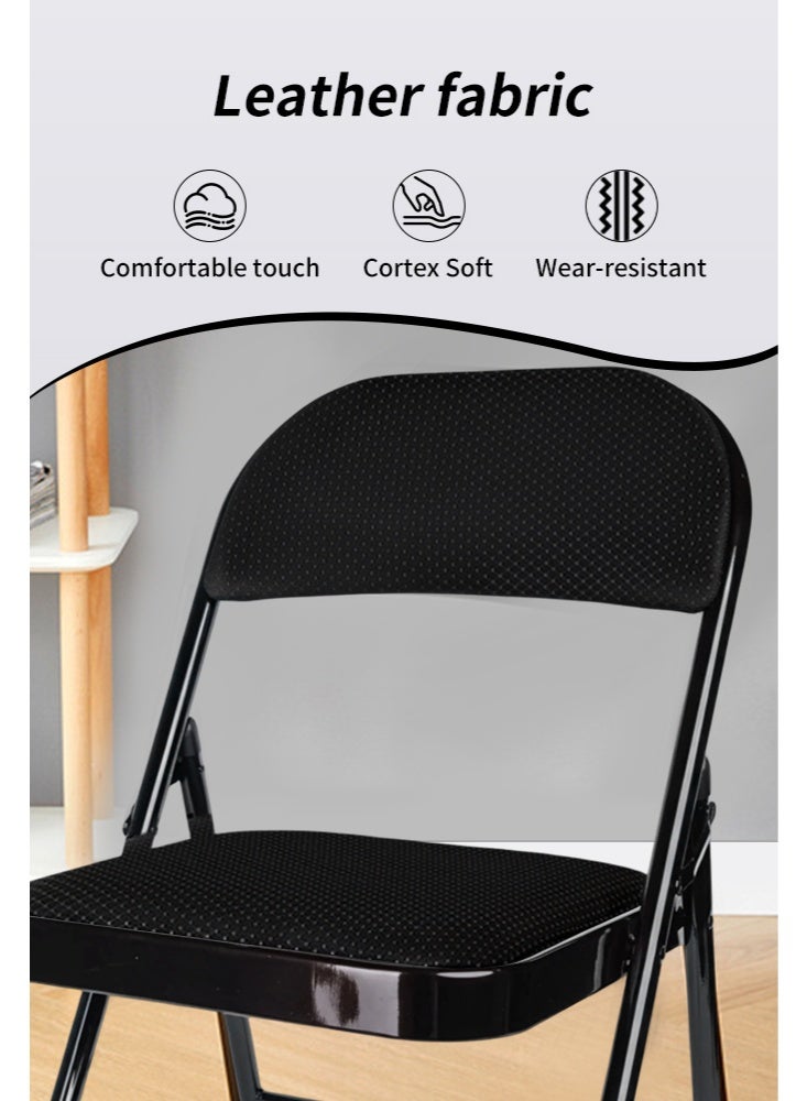 Folding Chair With Padded Seats Multi Functional Portable Chair For Home Dining Office Outdoor Fishing, Black - Image 3