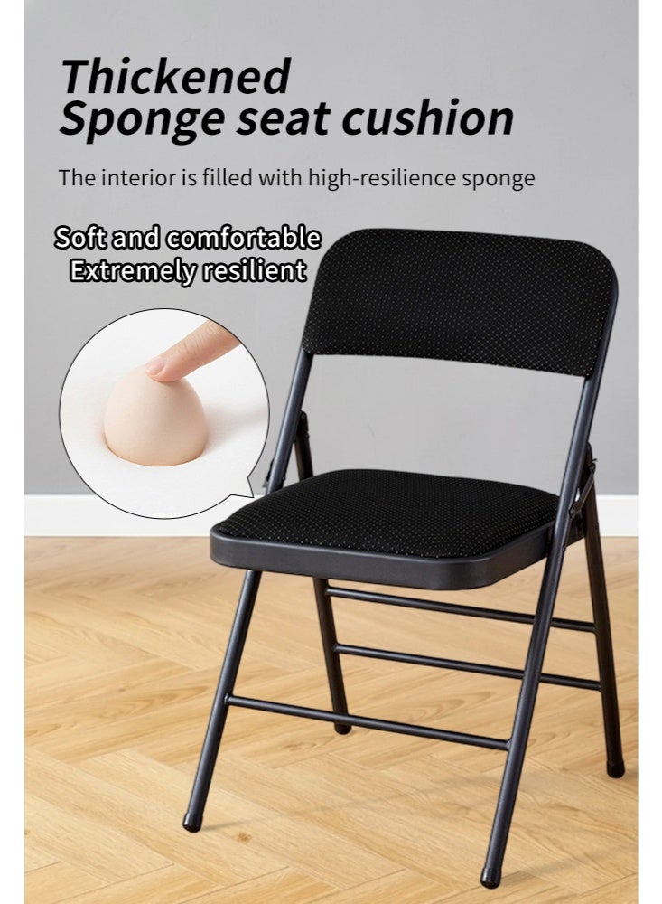 Folding Chair With Padded Seats Multi Functional Portable Chair For Home Dining Office Outdoor Fishing, Black - Image 5