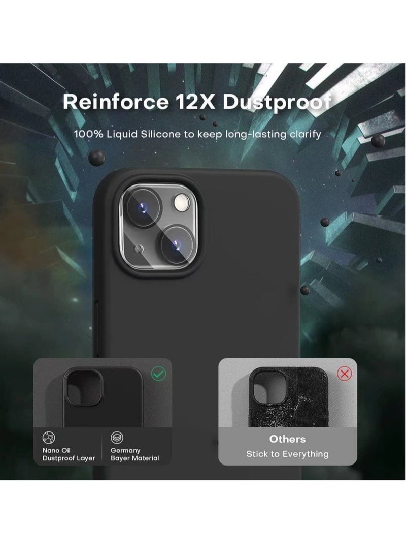 Generic 5 in 1 Designed for iPhone 14 Plus Case, with 2 Pack Screen Protector + 2 Pack Camera Lens Protector, Liquid Silicone Ultra Slim Shockproof Protective Phone Case 6.7 Black  - Image 3