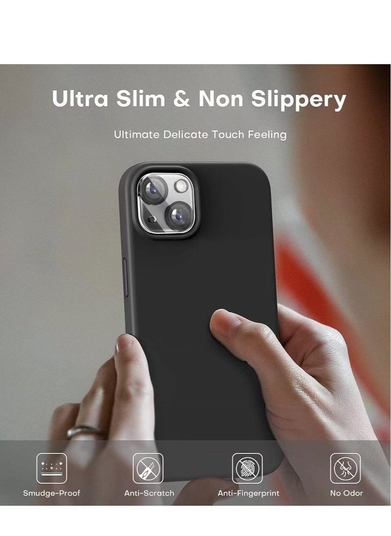 Generic 5 in 1 Designed for iPhone 14 Plus Case, with 2 Pack Screen Protector + 2 Pack Camera Lens Protector, Liquid Silicone Ultra Slim Shockproof Protective Phone Case 6.7 Black  - Image 4