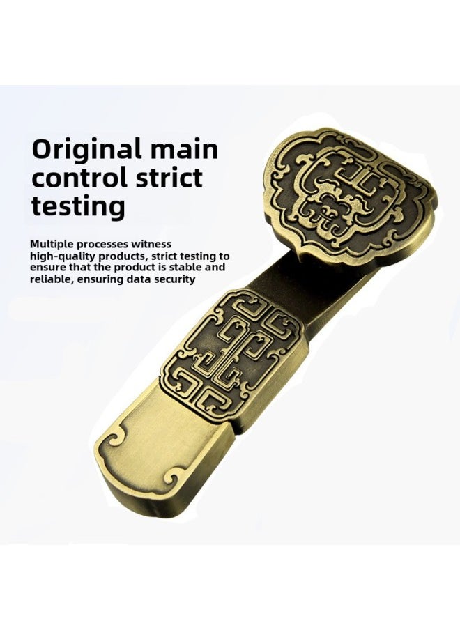Generic Chinese Style U Disk Retro Window Flower Ruyi Copper Metal USB Creative Gifts 128G Large Capacity U Disk Can Be Customized-Color:Blessings Have Arrived-Capacity:16GB  - Image 5