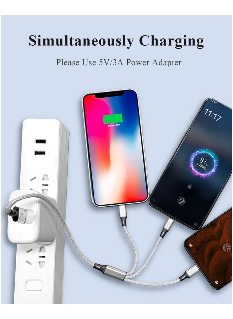 Sprinters - Multi USB Charger Cable, 3 in 1 Nylon Braided Multiple USB Fast Charging Cable Port Connectors Compatible with Cell Phones Tablets Universal Use - 4.1ft (1.25 Meters) - sliver - Image 1