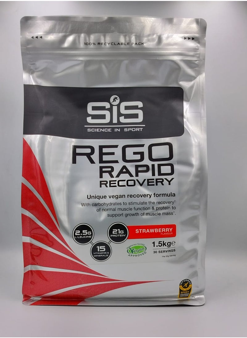 SIS REGO Rapid Recovery, Unique Vegan Recovery Formula, Strawberry Flavour, 10 Servings, 1.5kg  - Image 1