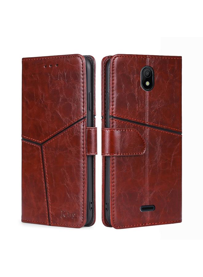 اس-توب جراب هاتف Nokia C100 من الجلد بتصميم هندسي أفقي قابل للطي - Image 1