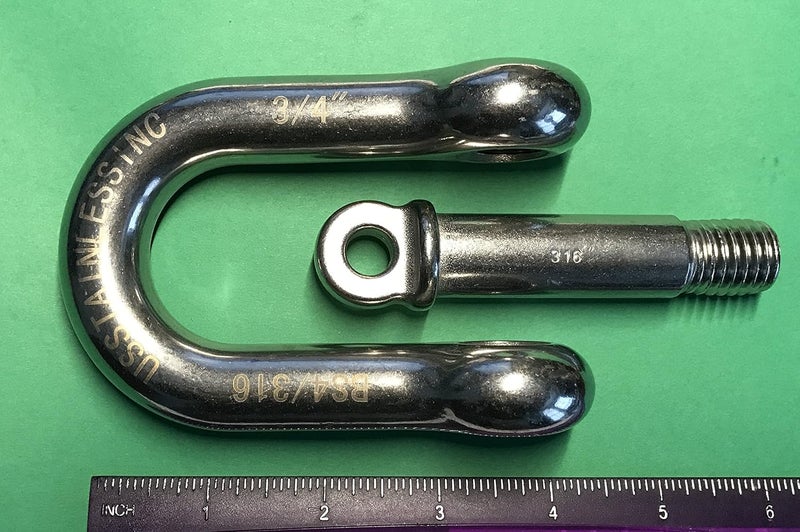 US Stainless Stainless Steel 316 D Shackle 3/4" (19mm) Marine Grade Dee - Image 5