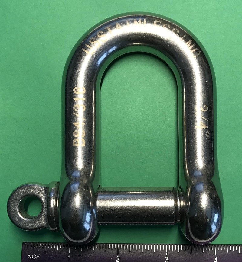 US Stainless Stainless Steel 316 D Shackle 3/4" (19mm) Marine Grade Dee - Image 4