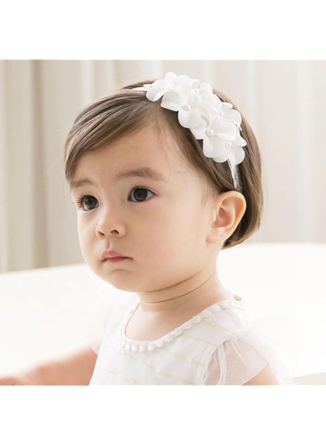 إيروريكس عصابة رأس لطيفة للبنات الصغار، مزينة بفيونكة من الدانتيل المزدوج، مزينة بالزهور، مناسبة للأطفال حديثي الولادة والأطفال الصغار - Image 1