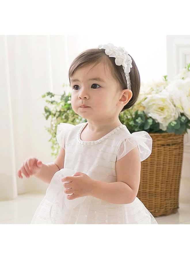 إيروريكس عصابة رأس لطيفة للبنات الصغار، مزينة بفيونكة من الدانتيل المزدوج، مزينة بالزهور، مناسبة للأطفال حديثي الولادة والأطفال الصغار - Image 4