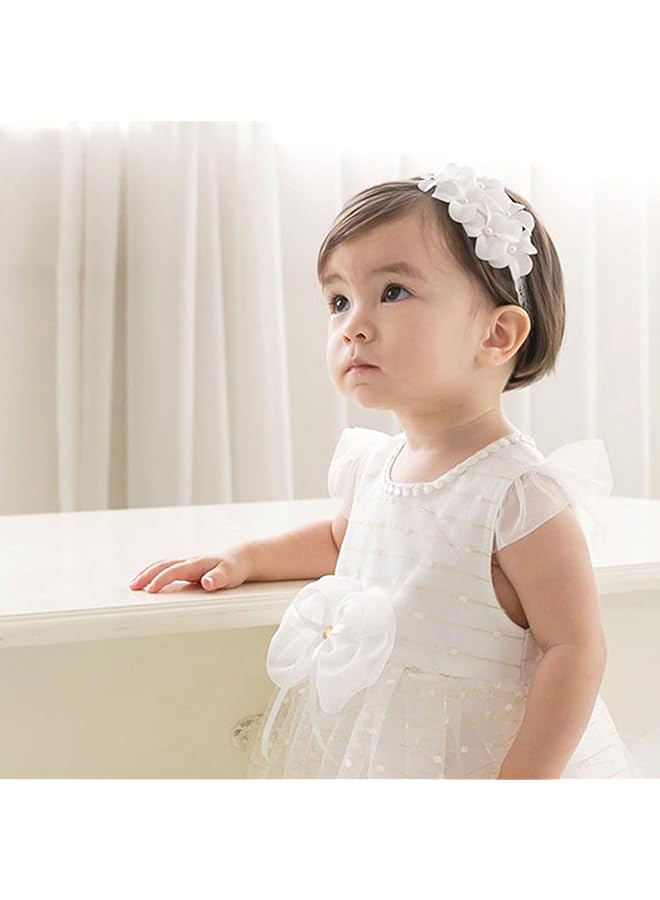 إيروريكس عصابة رأس لطيفة للبنات الصغار، مزينة بفيونكة من الدانتيل المزدوج، مزينة بالزهور، مناسبة للأطفال حديثي الولادة والأطفال الصغار - Image 3