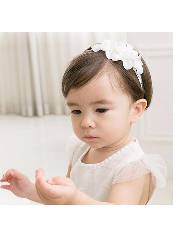 إيروريكس عصابة رأس لطيفة للبنات الصغار، مزينة بفيونكة من الدانتيل المزدوج، مزينة بالزهور، مناسبة للأطفال حديثي الولادة والأطفال الصغار - Image 2