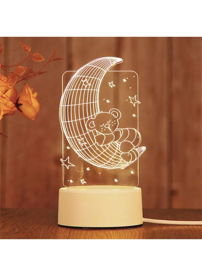 Half moon Teddy bear Creative Night Light 3D Acrylic Bedroom Small Decorative 3D Lamp Night Lights For Home Decoration - Image 2