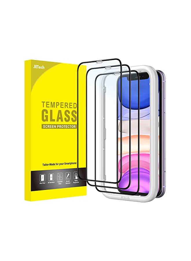 Jetech Full Coverage Screen Protector For Iphone 11/Xr 6.1-Inch, Black Edge, Tempered Glass Film With Easy Installation Tool, Case-Friendly, Hd Clear, 3-Pack - Image 2