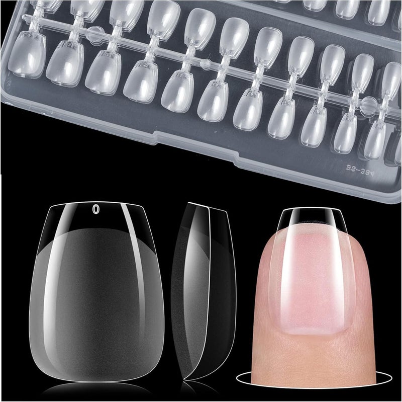 gelike ec XS Short Coffin Nail Tips Set - 240 Pieces Soft Gel Full Cover False Nails - 12 Sizes Artificial Nails for Gluing PMMA Pre-Buffed Gel Tips for Nail Art - Image 1