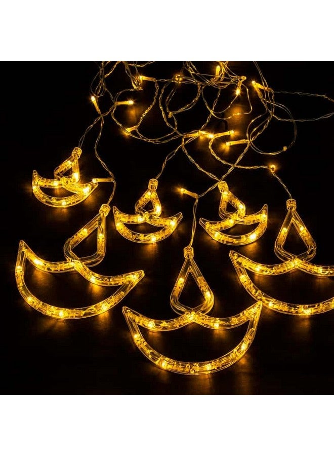 FLYNGO FLYNGO 12 Diya 138 LED Curtain String Lights for Decoration, Window Lights with 8 Flashing Modes for Home Decoration for Diwali, Wedding, Party, Christmas, Balcony - Warm White (Diya) (Diya)  - Image 3