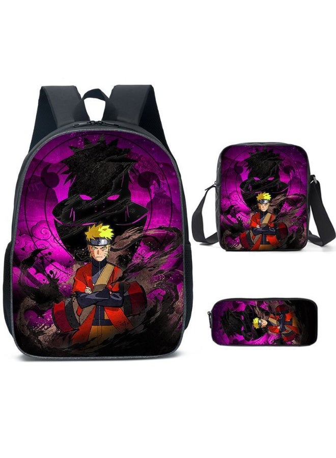 Naruto backpack pencil case satchel three-piece suit men and women leisure sports travel backpack student school backpack - Image 1