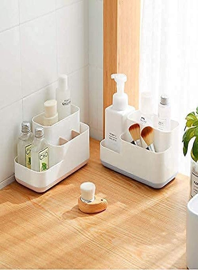 RIVUGJA 5 Compartment Kitchen & Bathroom Caddy Storage Holder Stand Organizer Store Shelf Cosmetics Toiletry Toothbrush for Wash Basin and Sink Soap Hand Wash Shaving Kit Toiletry makeup Stand - Image 2