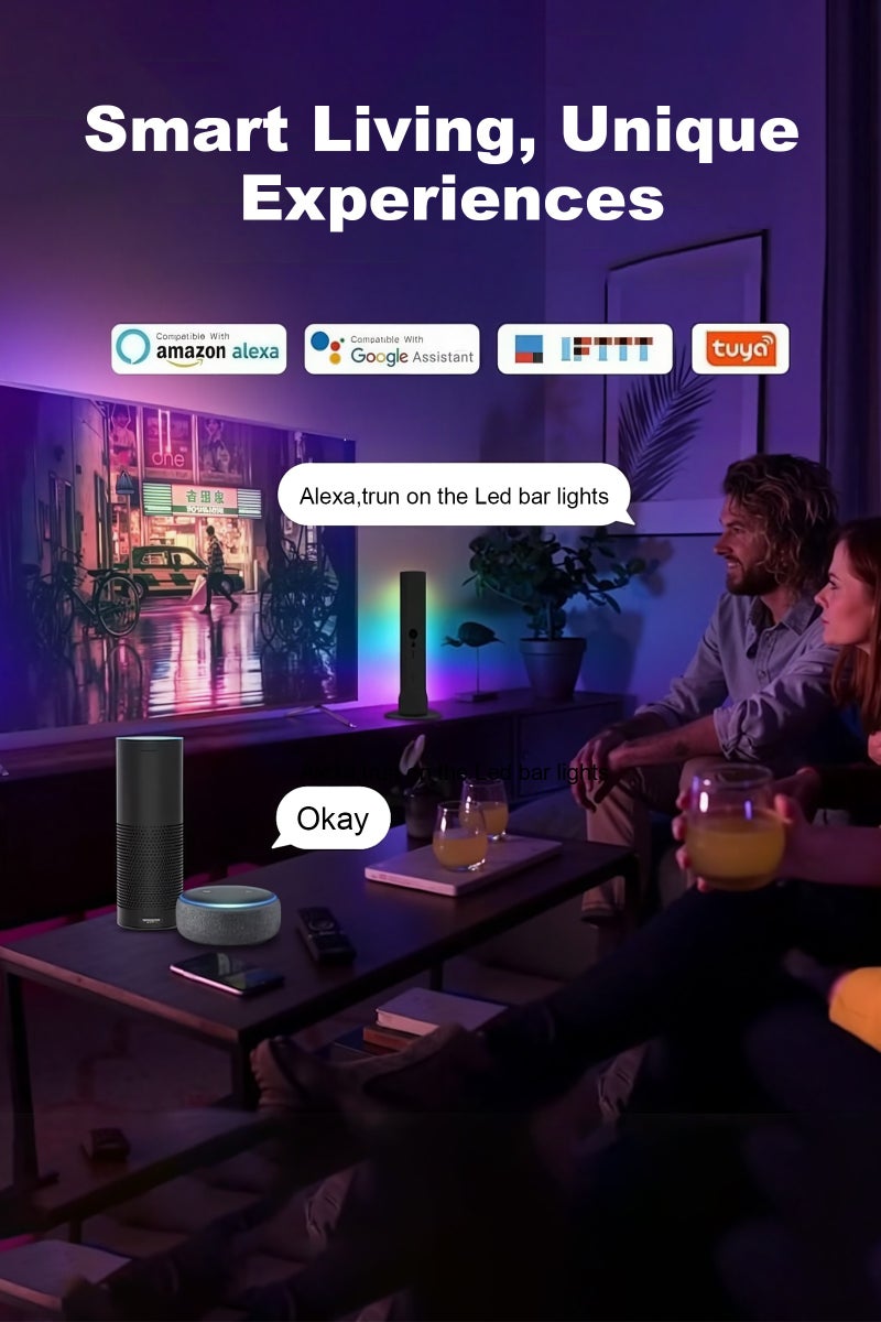 يو إل اتش واي سي أشرطة إضاءة LED ذكية، مصابيح ألعاب RGB مع Alexa ومساعد Google، مزامنة مع الموسيقى والفيديو والألعاب والتحكم الصوتي عن بعد من خلال التطبيق، وأضواء ألعاب RGBIC مع أوضاع المشهد وأوضاع الموسيقى، 2 عصا - Image 2