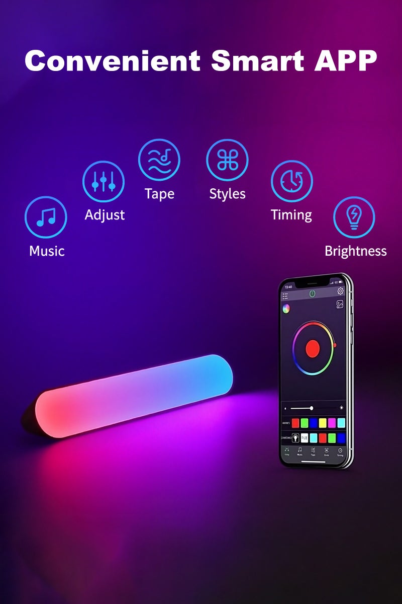يو إل اتش واي سي أشرطة إضاءة LED ذكية، مصابيح ألعاب RGB مع Alexa ومساعد Google، مزامنة مع الموسيقى والفيديو والألعاب والتحكم الصوتي عن بعد من خلال التطبيق، وأضواء ألعاب RGBIC مع أوضاع المشهد وأوضاع الموسيقى، 2 عصا - Image 3