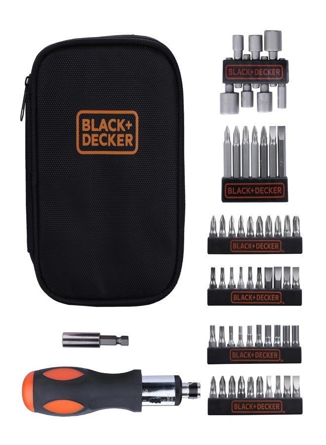 BLACK+DECKER A7104-XJ 56 Pc Magnetic Screw Driving Kit with Ratchet for DIY use (Black) - Image 1