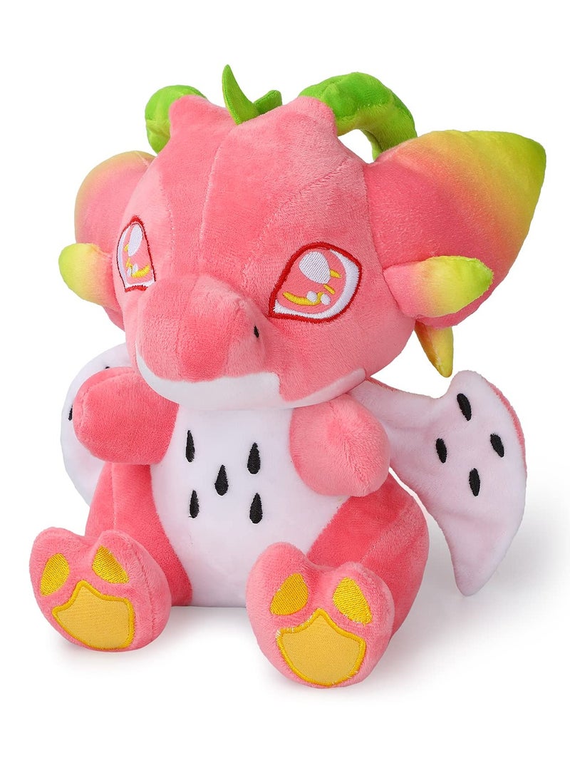Excefore Dragon Fruit Plush Toy, 22cm Red Food Drake Stuffed Animal Throw Plushie Pillow Doll, Cartoon Soft Stuffed Animal Figure Toy Plush Pillow Gift for Fans Kids - Image 1