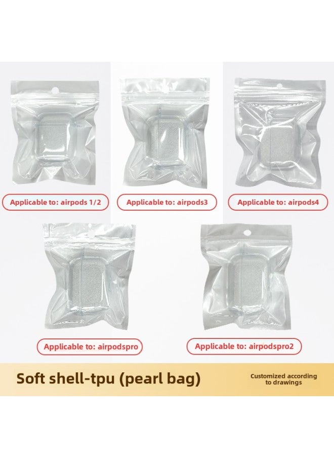 Generic - Tpu Transparent Earphone Set Material For Apple Bluetooth Headset Pro2 Generation Airpods Bluetooth Headset Protective Cover-Color:TPU Soft Shell + Pearlescent Bag-Applicable Model:Airpods (3rd Generation - No Ear Hooks) 4th Generation - Image 1