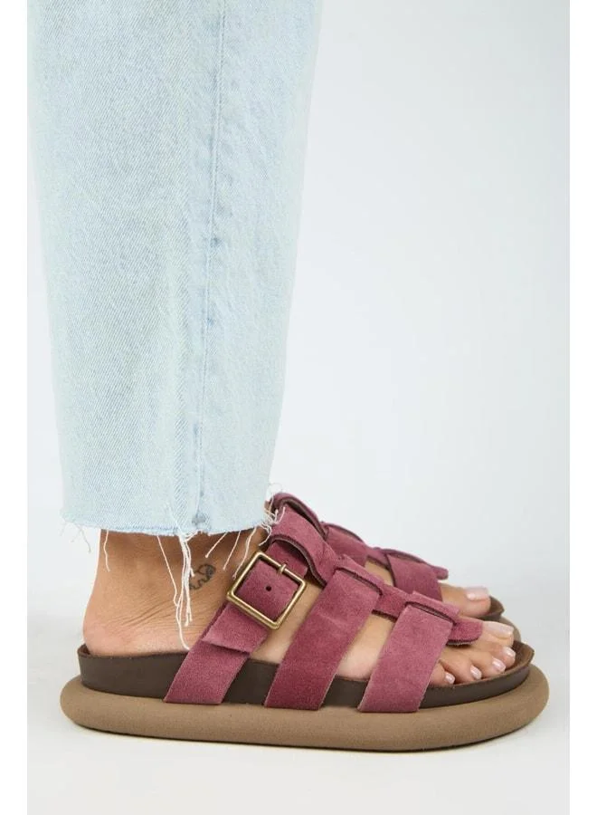 Manijero  (Hicks) Women's Genuine Leather Buckle Strap Cherry Slippers. for Women | Best Price UAE