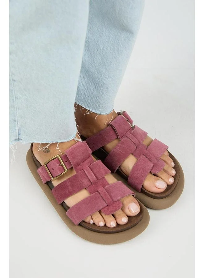 Manijero  (Hicks) Women's Genuine Leather Buckle Strap Cherry Slippers. for Women | Best Price UAE