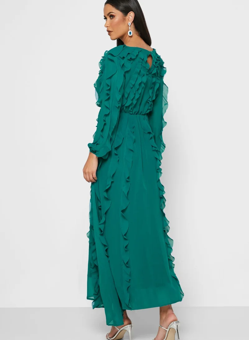 Khizana Ruffle Detail Midi Dress